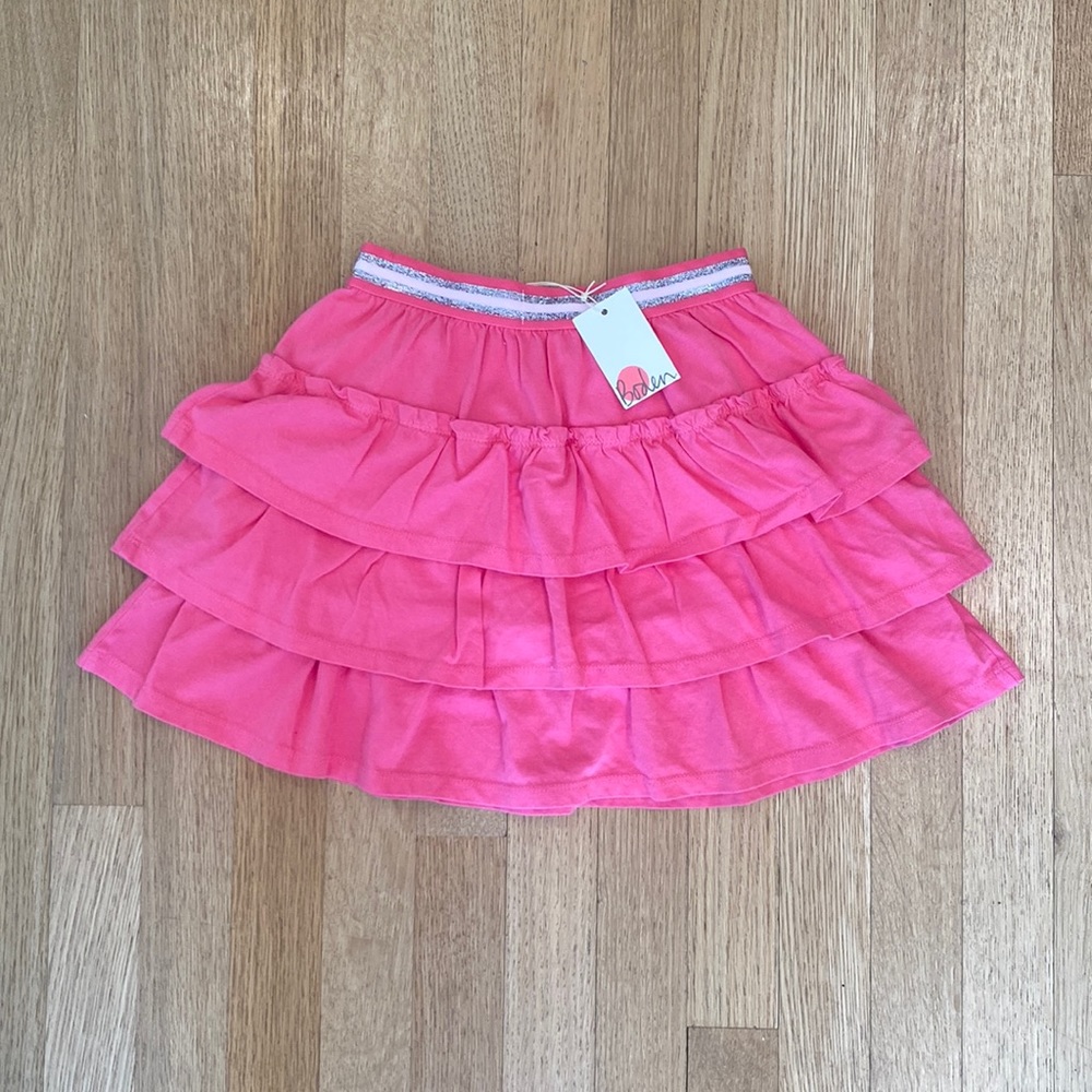 Mini Boden Girls Jersey Ruffle Skort 7-8y Bright Camelia Pink NWT